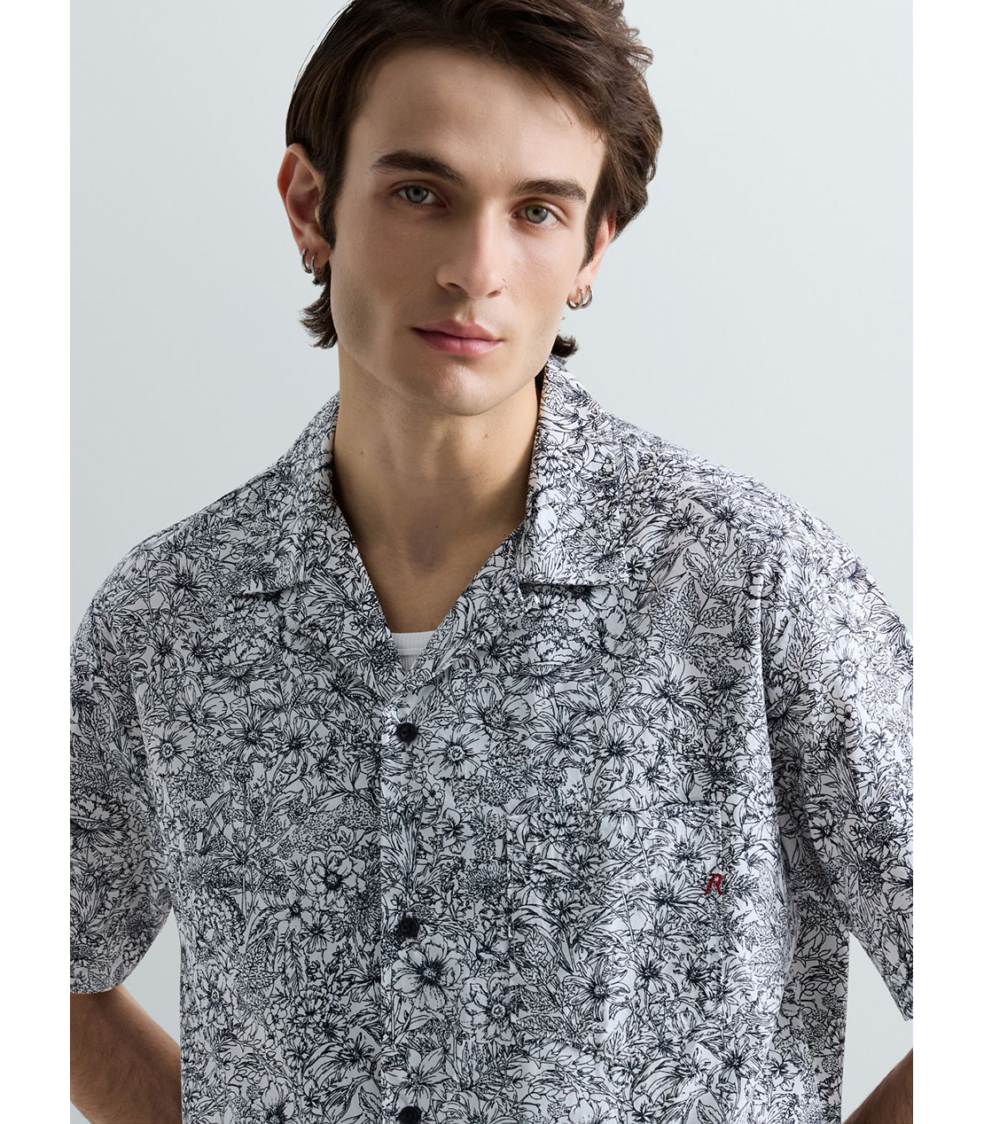 フラワープリントリラックスフィットシャツ 詳細画像 ホワイトブルー 5